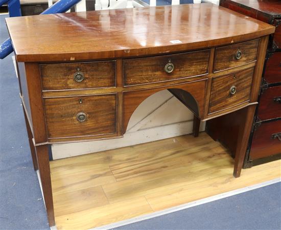 A George III style mahogany bowfront sideboard, W.114cm